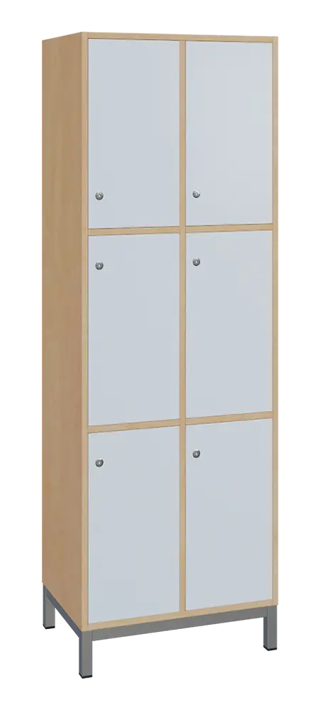 SBS-3322 šatní skříň 6-boxová, 1800x600x400 mm, kovové nohy, korpus bříza irská, dvířka bílá